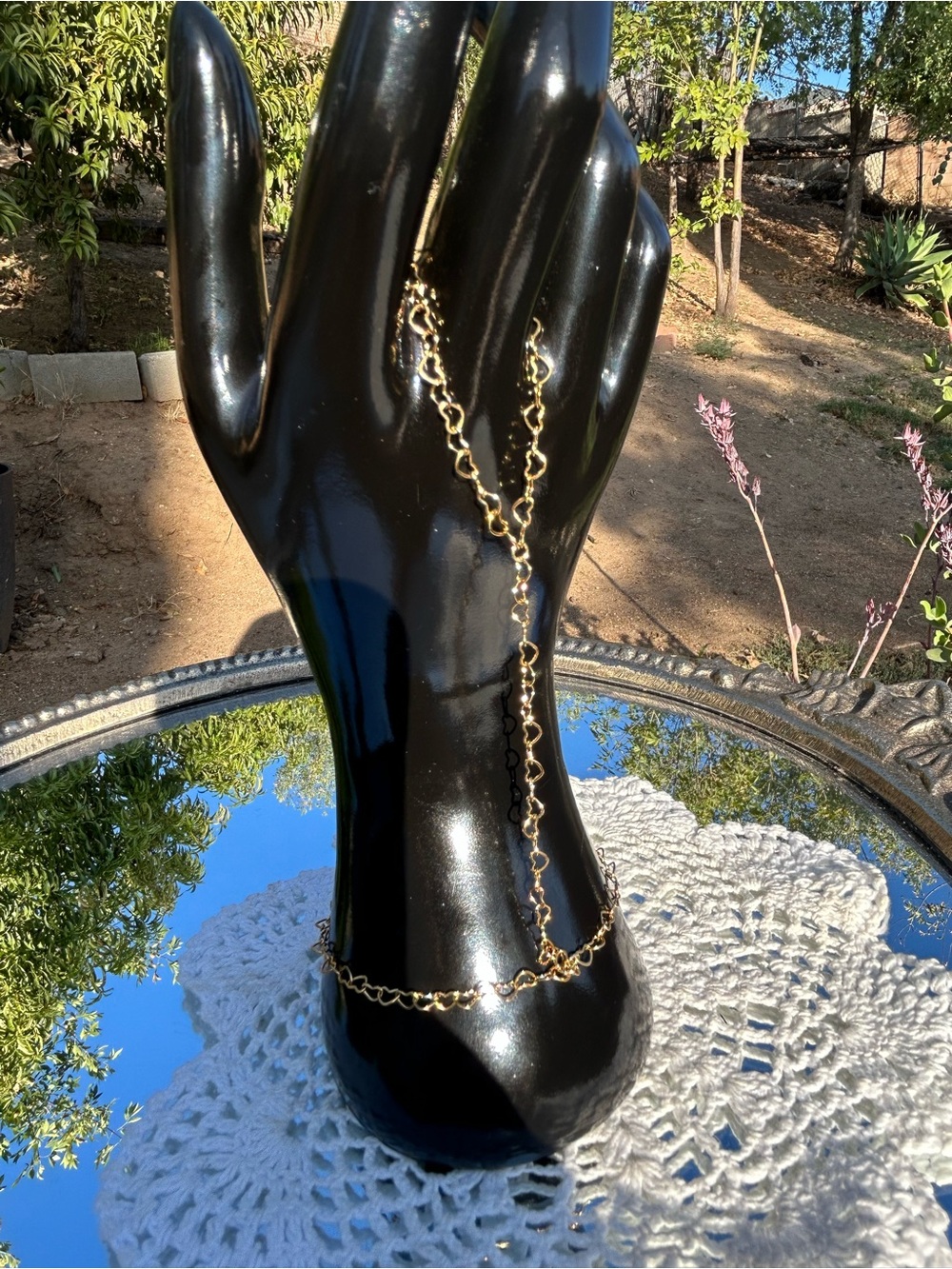 Gold hand chain gold tone